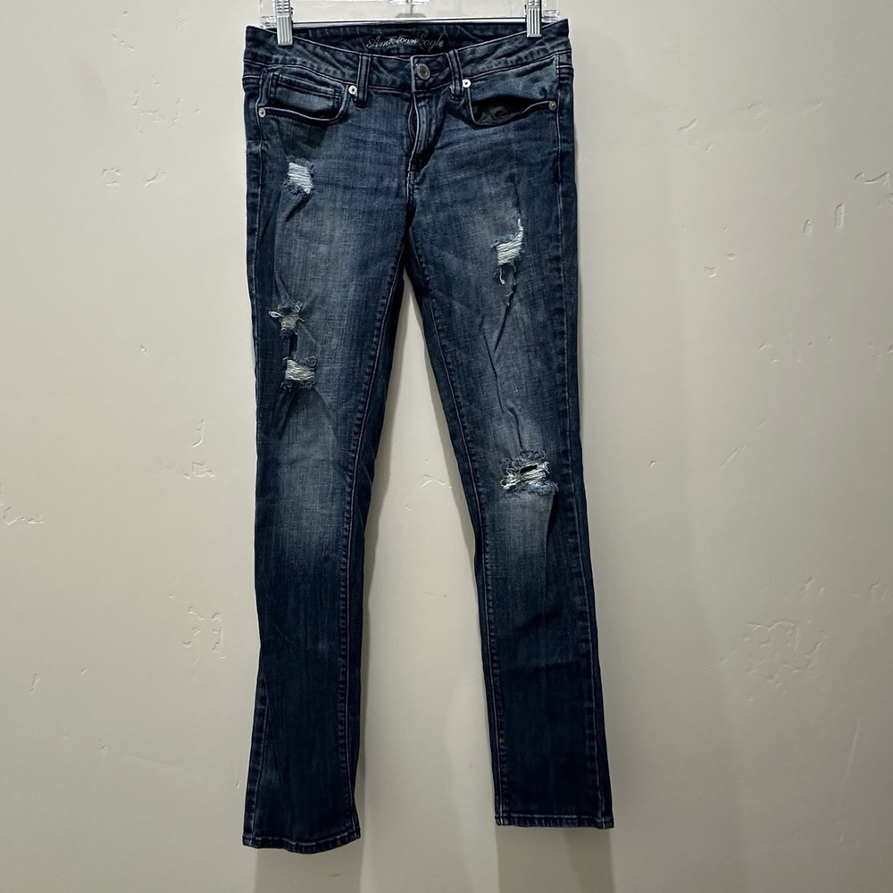 American Eagle Outfitters‎ Womens Slim Skinny Jeans Blue Stretch Pockets Size 6